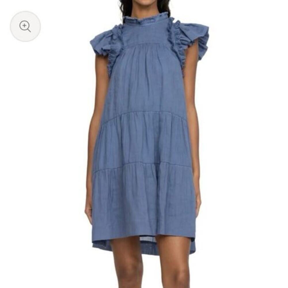 Sea‎ New York dress XXS tiered cottagecore puff sleeve summer babydoll blue